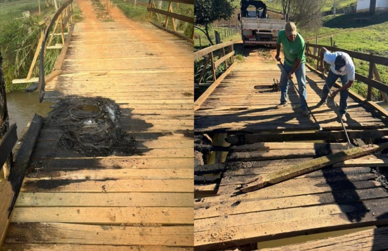 Ponte pega fogo em Lorena e prefeitura investiga possível ato criminoso