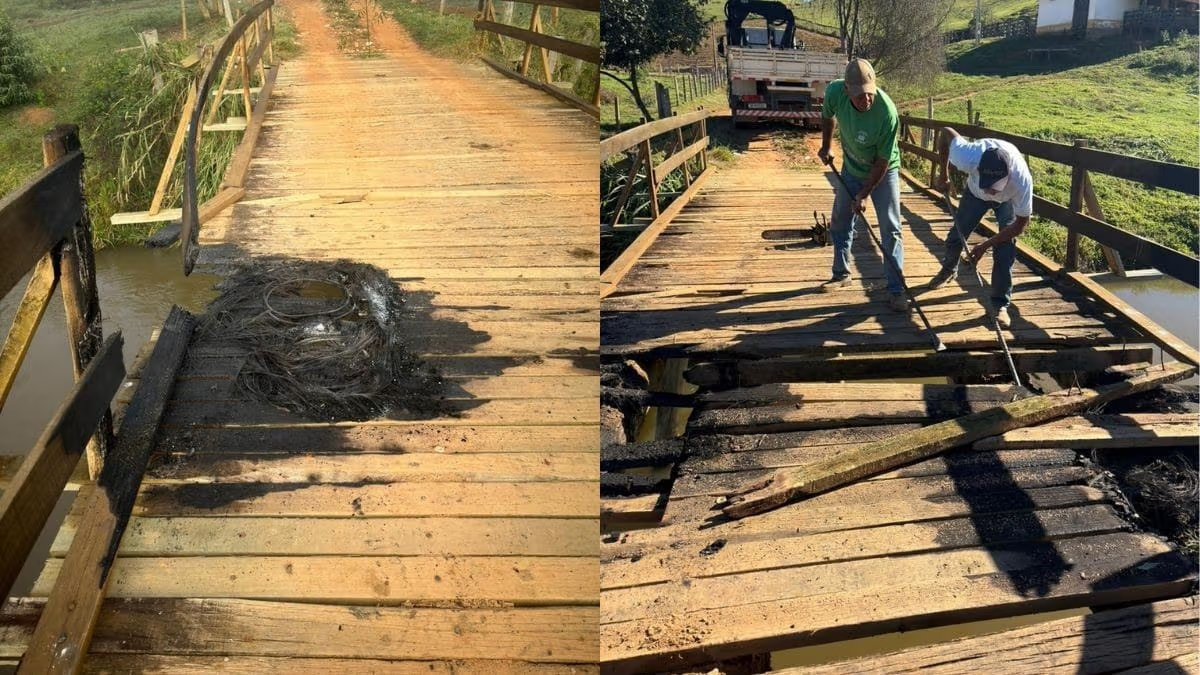 Ponte pega fogo em Lorena e prefeitura investiga possível ato criminoso