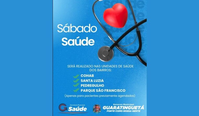 Neste sábado (18), a Prefeitura de Guaratinguetá realiza mais uma edição do programa “Sábado Saúde”.