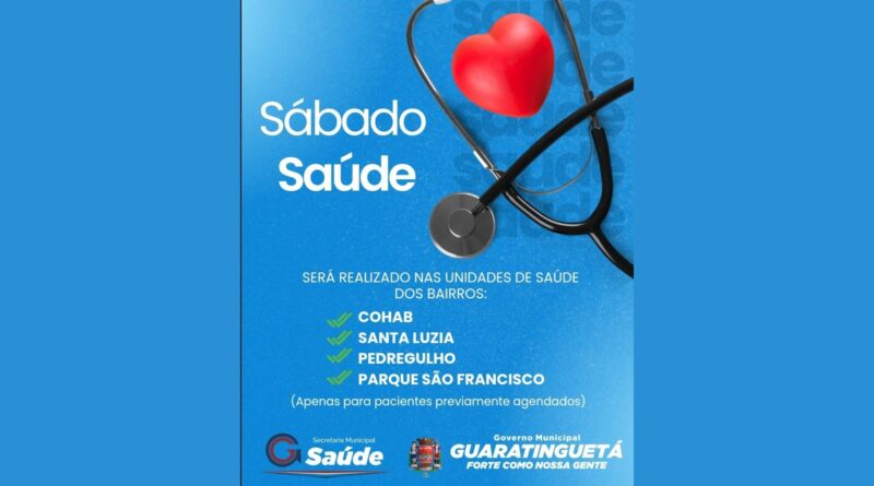 Neste sábado (18), a Prefeitura de Guaratinguetá realiza mais uma edição do programa “Sábado Saúde”.