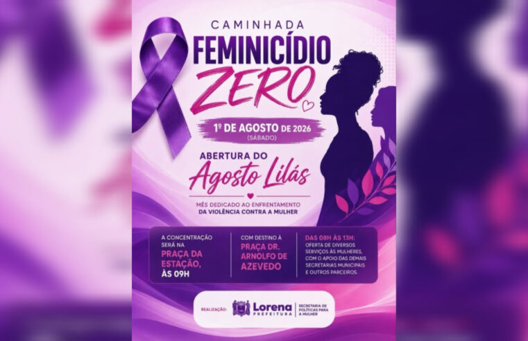 Caminhada “Feminicídio Zero” marca abertura do Agosto Lilás em Lorena