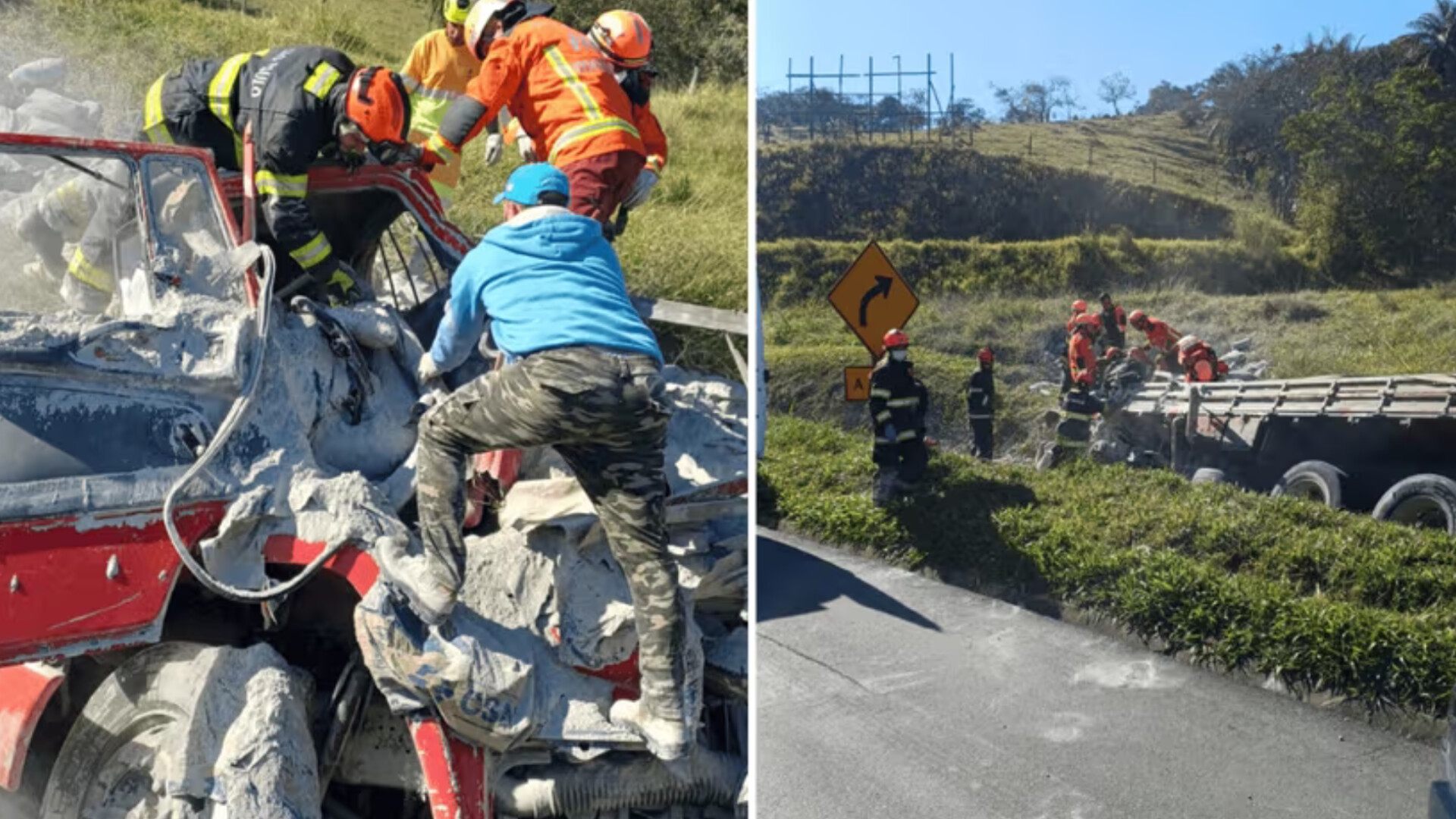 Carga de cimento prensa cabine e motorista morre após acidente na Dutra em Guaratinguetá