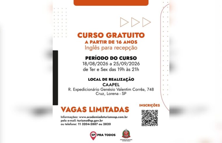 Curso gratuito de Inglês para Recepção está com inscrições abertas em Lorena