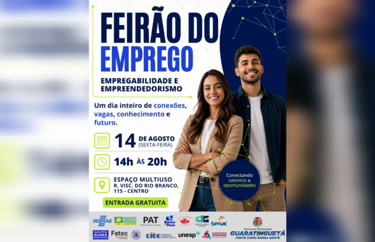 Guaratinguetá promove Feirão do Emprego com vagas, estágios e oportunidades de capacitação