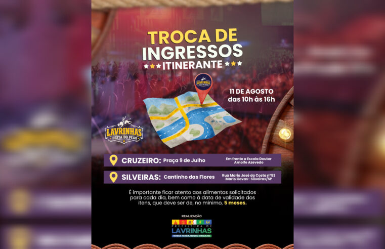 Festa do Peão de Lavrinhas terá pontos de troca de ingressos em Cruzeiro e Silveiras