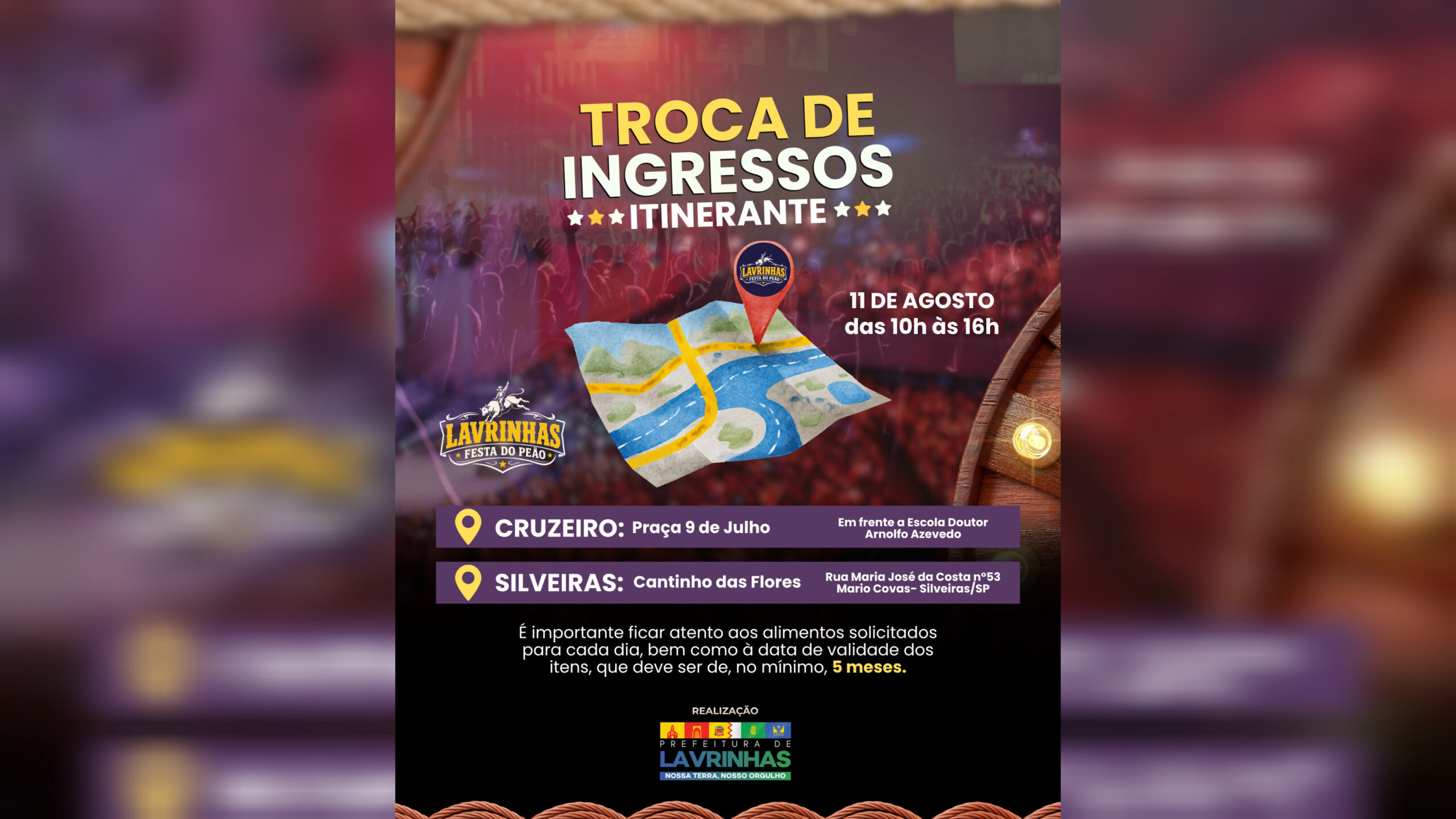 Festa do Peão de Lavrinhas terá pontos de troca de ingressos em Cruzeiro e Silveiras