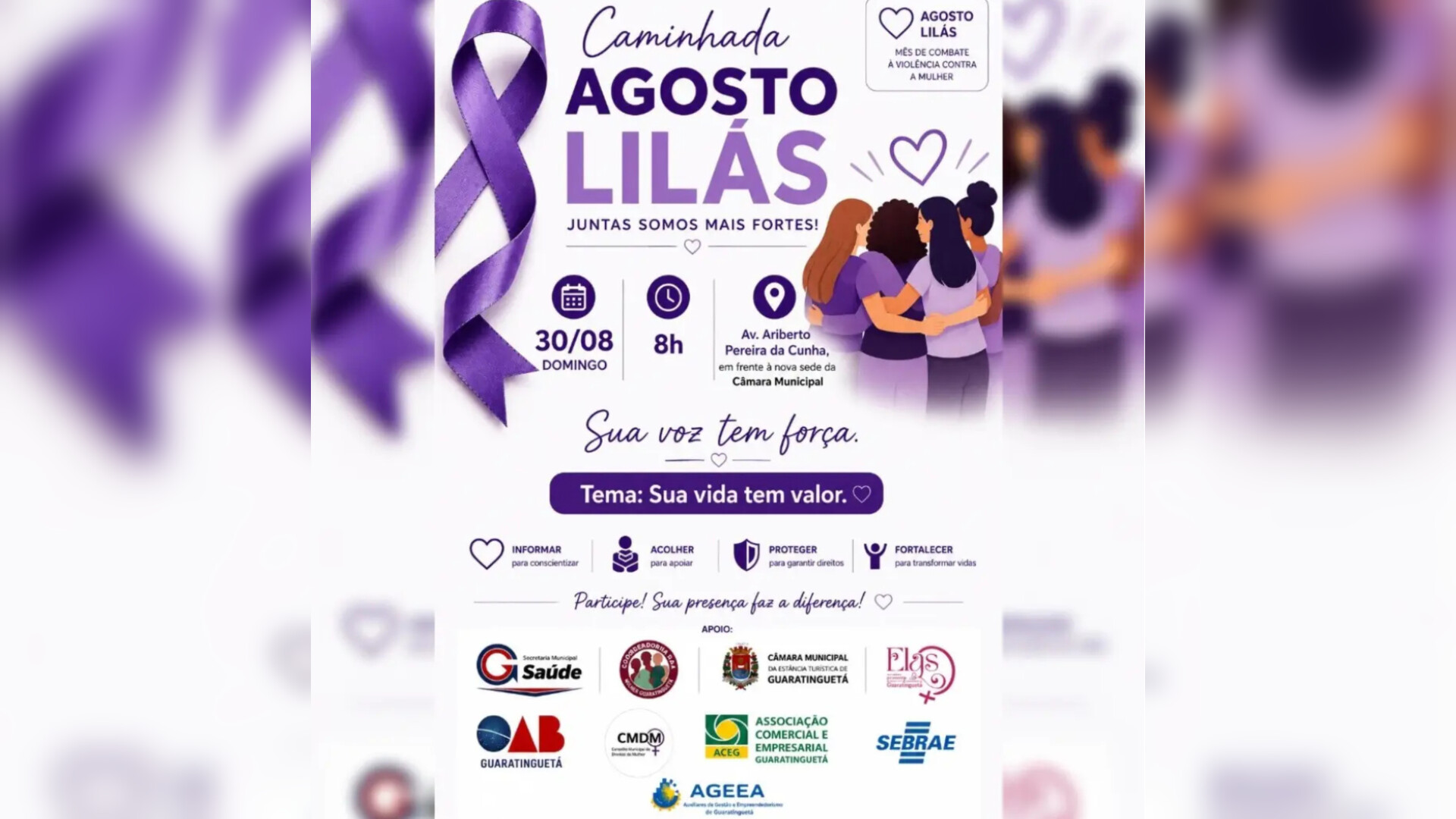 Guaratinguetá promove caminhada pelo enfrentamento à violência contra as mulheres
