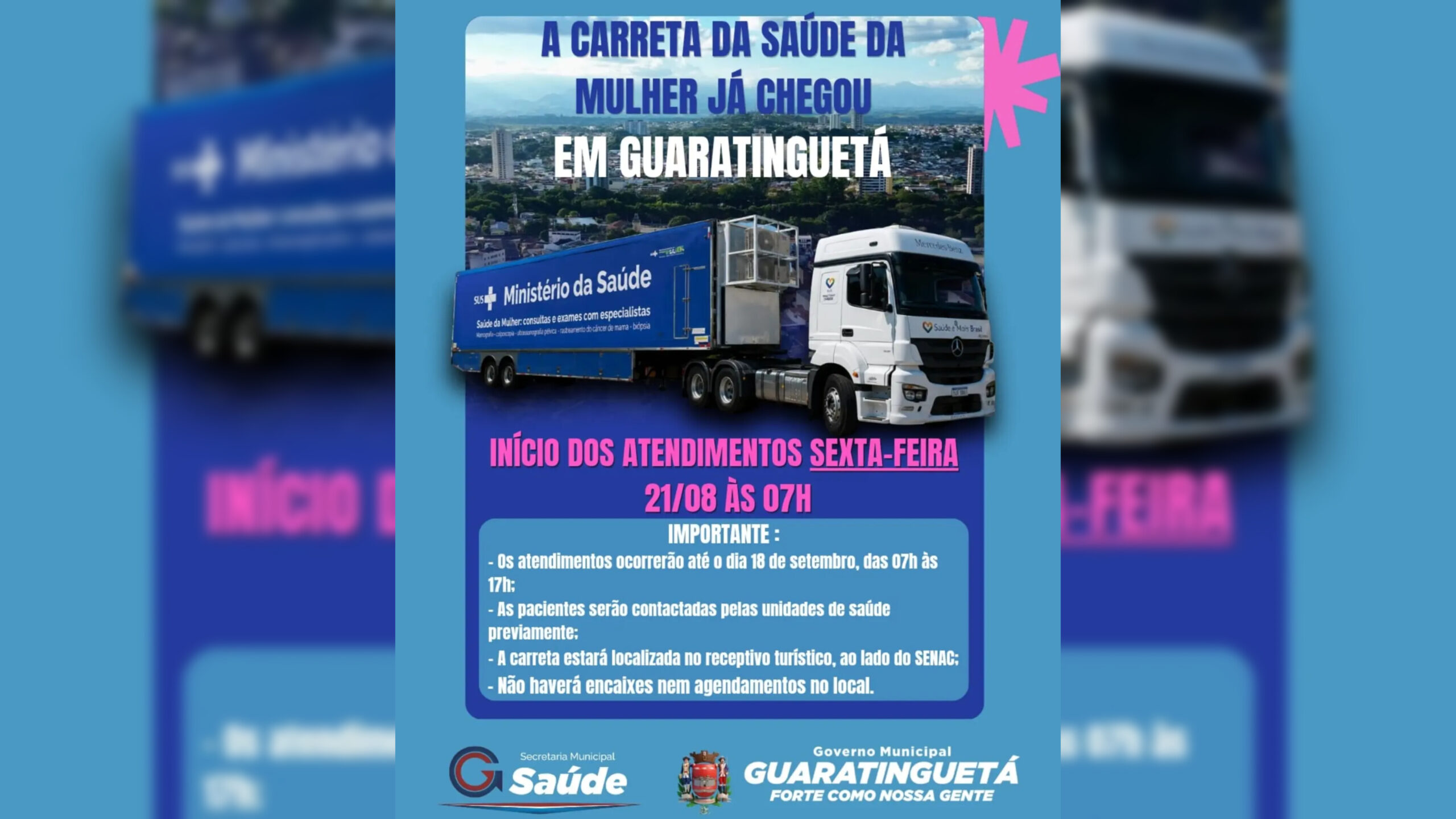 Carreta da Saúde da Mulher inicia atendimentos em Guaratinguetá