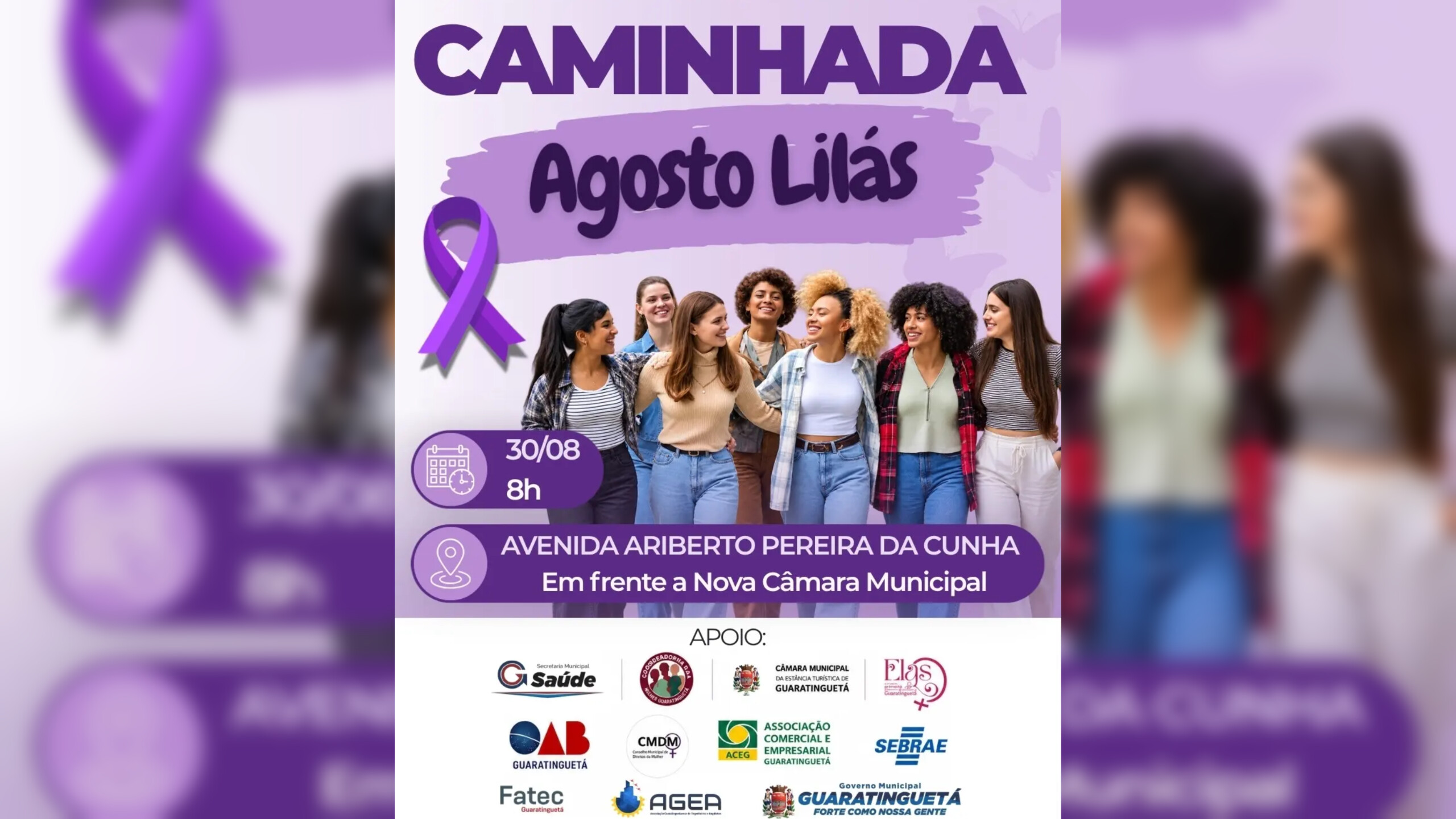 Guaratinguetá promove Caminhada Agosto Lilás neste domingo (30)