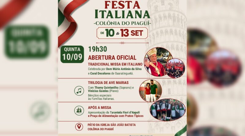 28ª Festa Italiana da Colônia do Piaguí começa nesta quinta-feira em Guaratinguetá