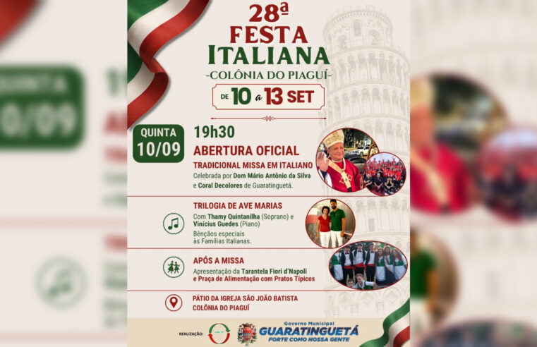 28ª Festa Italiana da Colônia do Piaguí acontece de 10 a 13 de setembro em Guaratinguetá