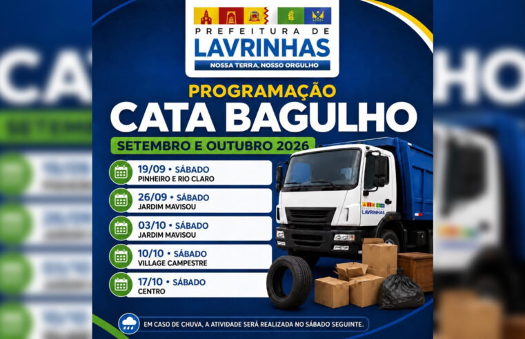 Lavrinhas altera calendário do Cata Bagulho após chuvas