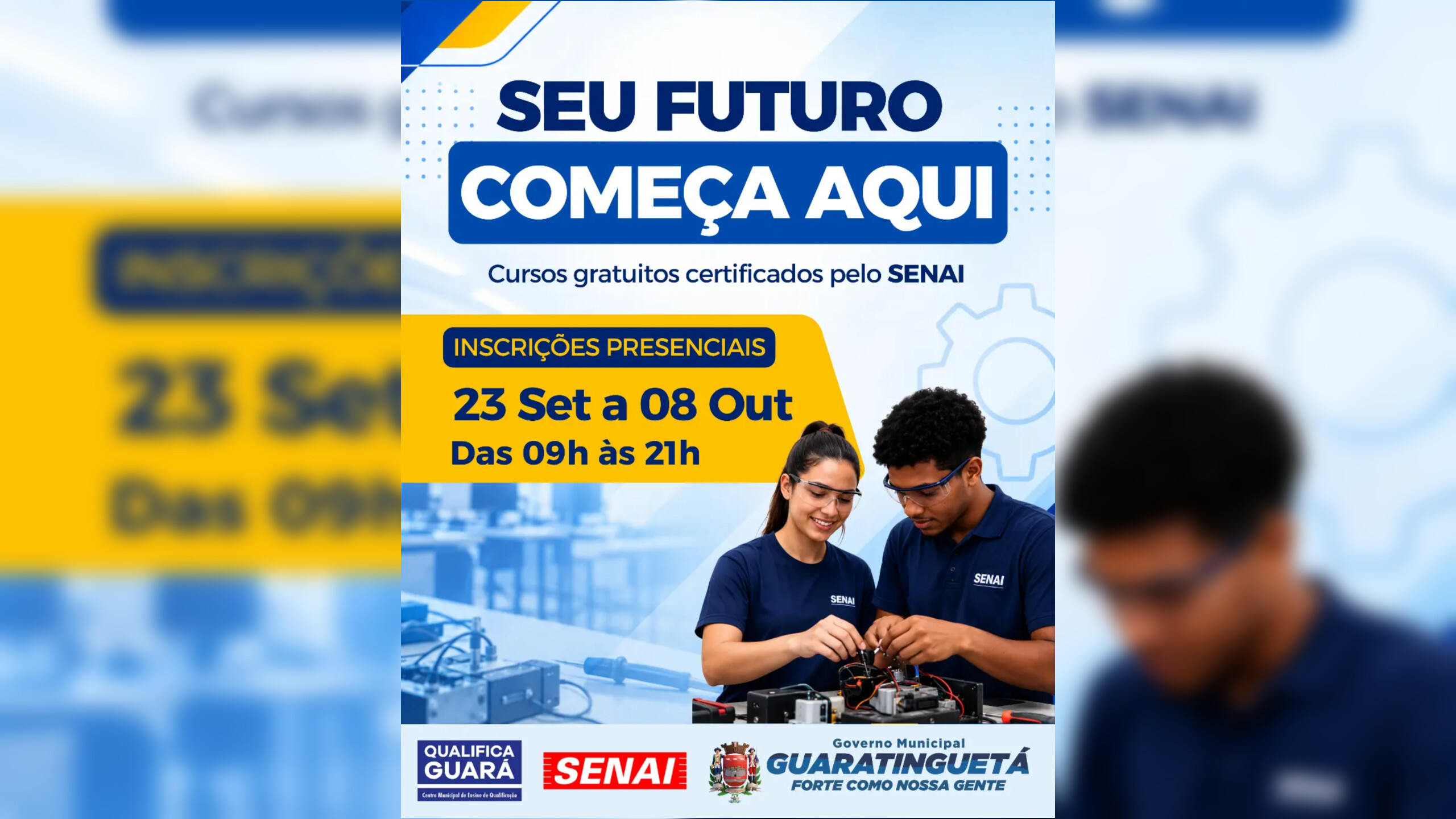 Guaratinguetá abre inscrições gratuitas para cursos do SENAI