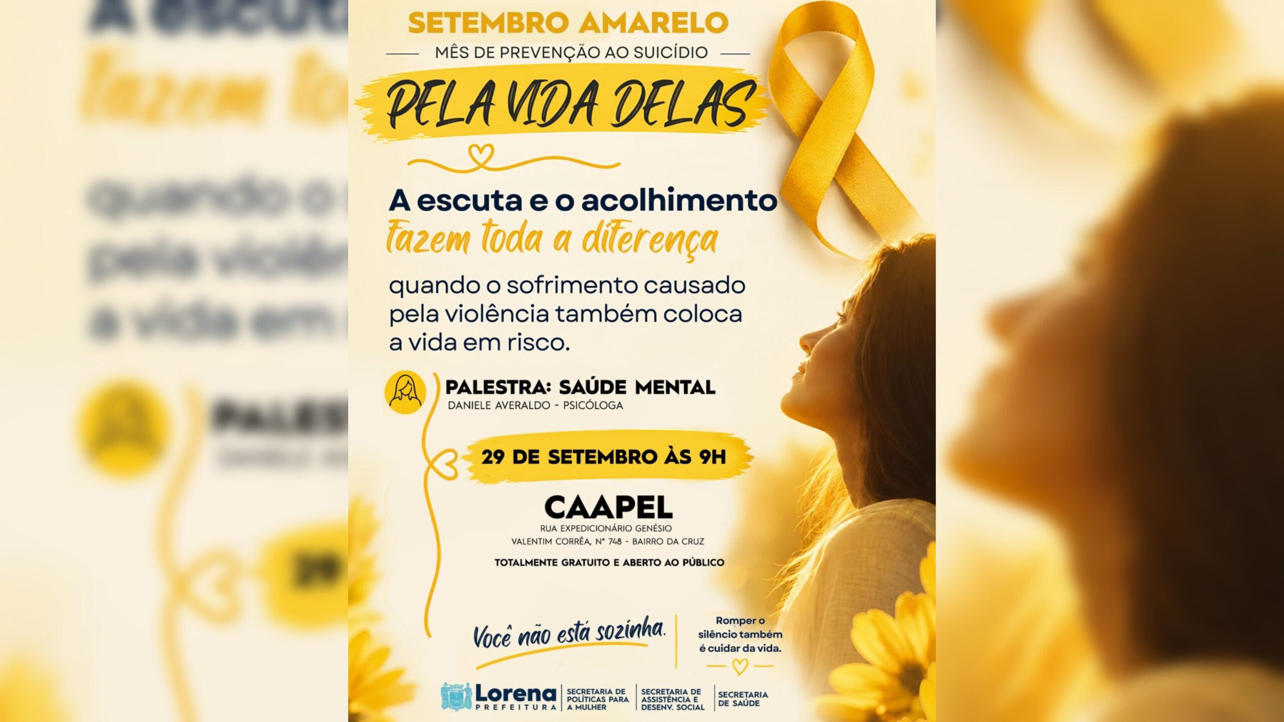 Prefeitura de Lorena promove palestra gratuita sobre saúde mental nesta terça-feira (29)