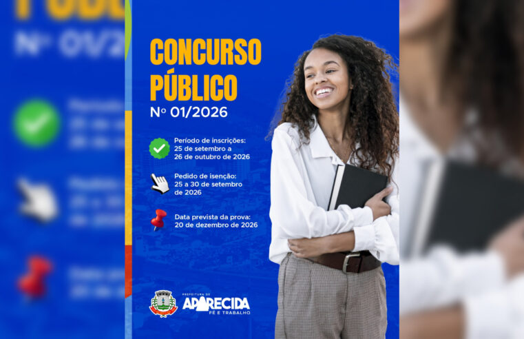Prefeitura de Aparecida abre inscrições para Concurso Público nesta sexta-feira