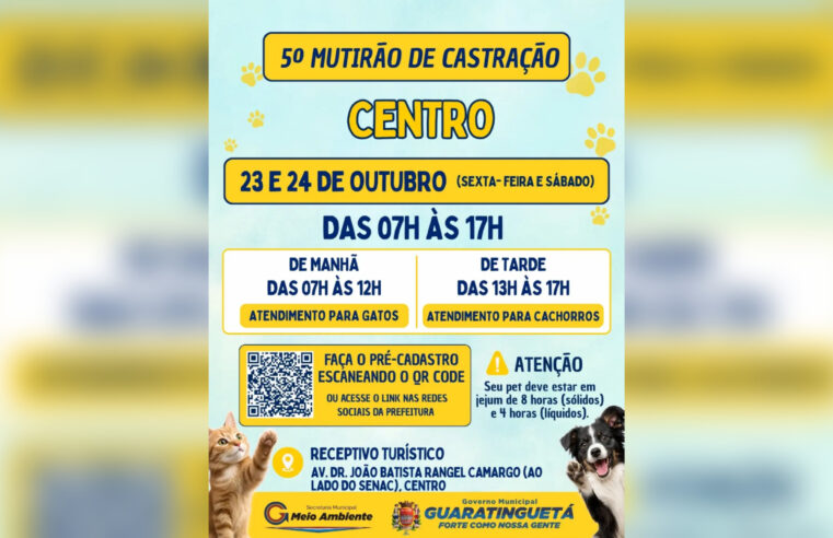 Guaratinguetá realiza 5º Mutirão de Castração nos dias 23 e 24 de outubro