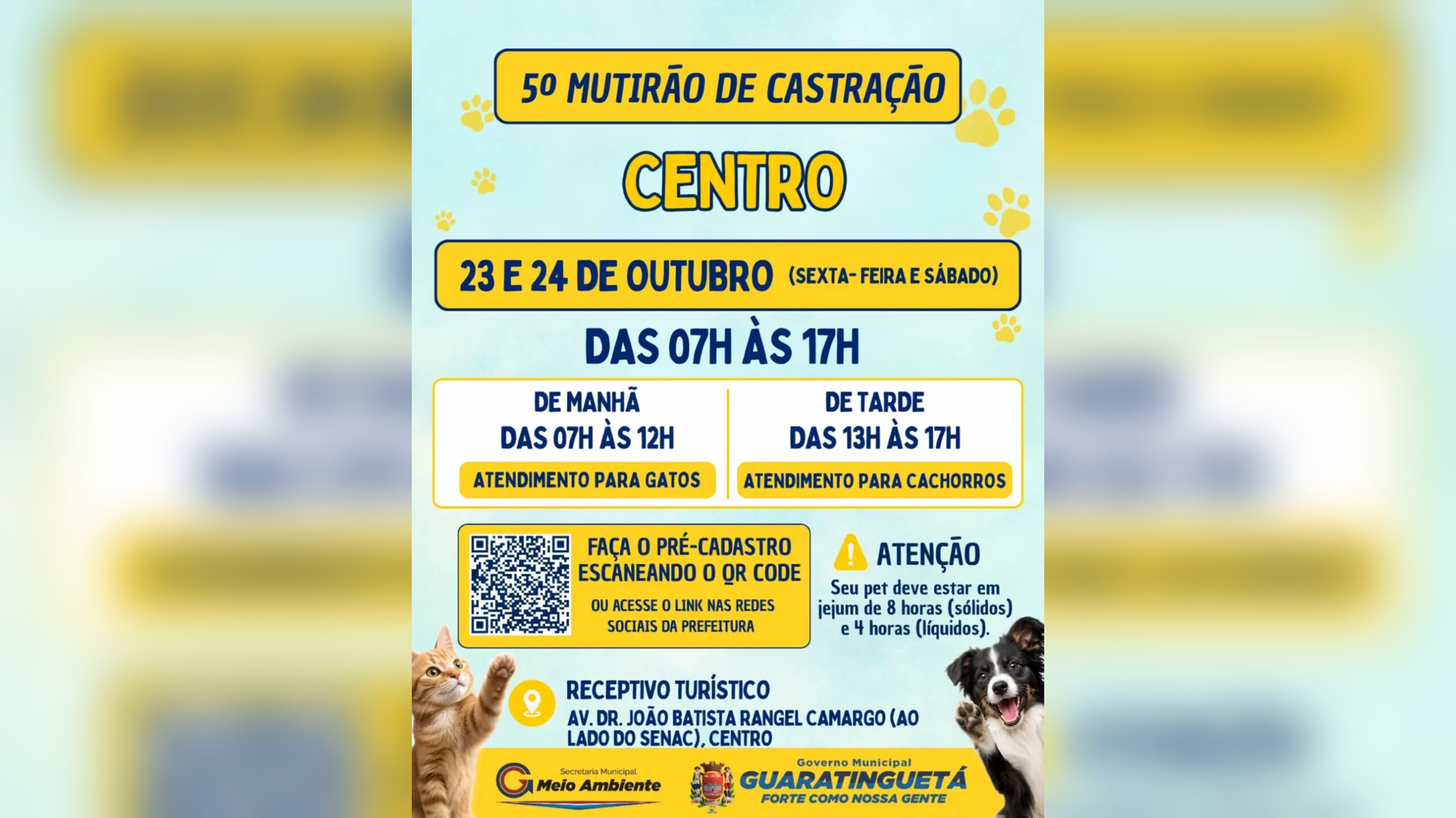 Guaratinguetá realiza 5º Mutirão de Castração nos dias 23 e 24 de outubro