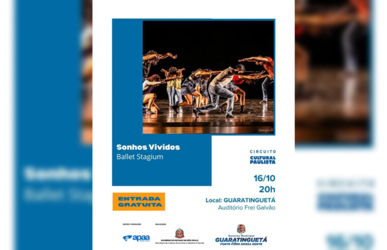 Guaratinguetá recebe espetáculo de dança “Sonhos Vividos”, do Ballet Stagium, com entrada gratuita