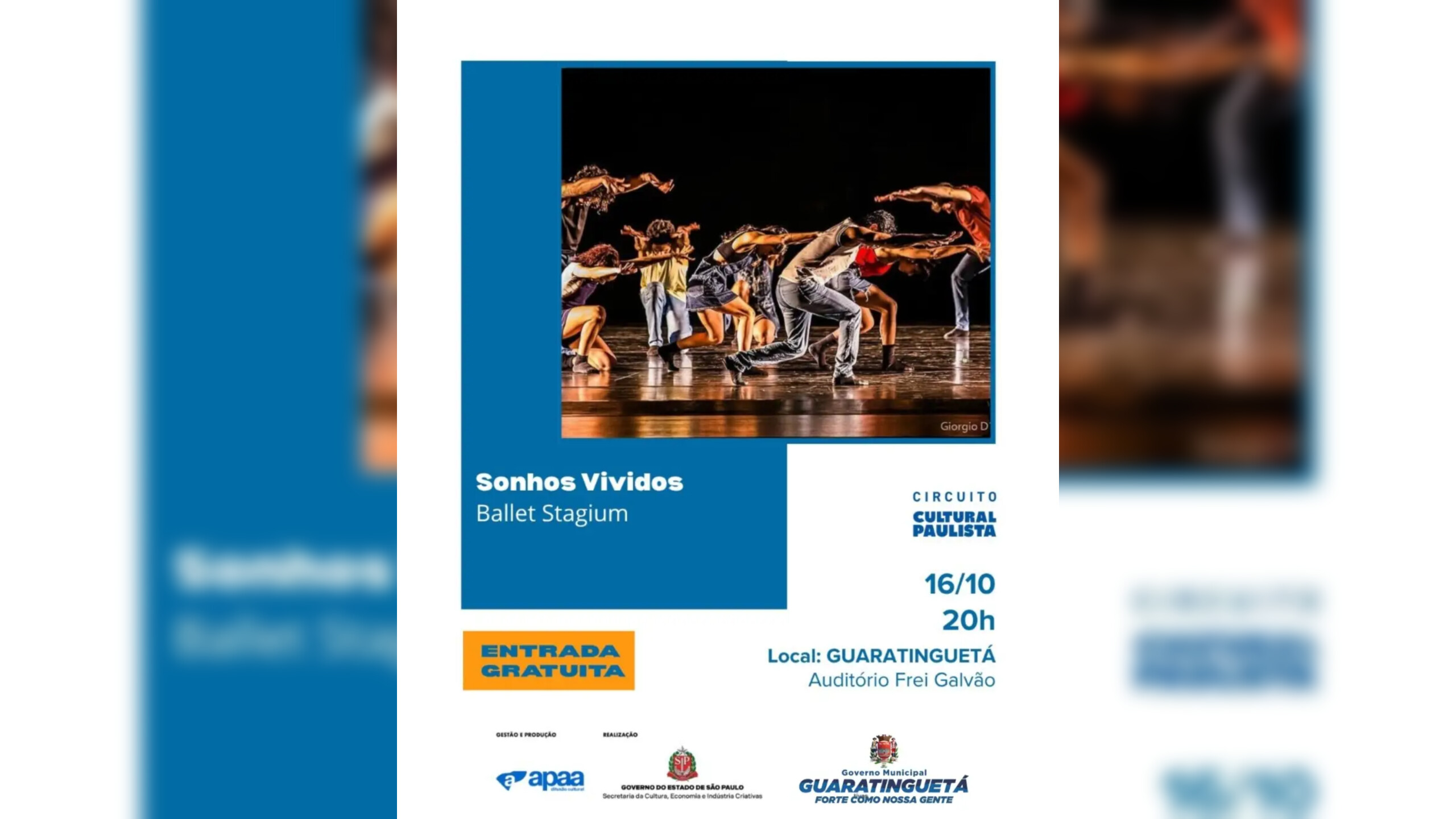 Guaratinguetá recebe espetáculo de dança “Sonhos Vividos”, do Ballet Stagium, com entrada gratuita