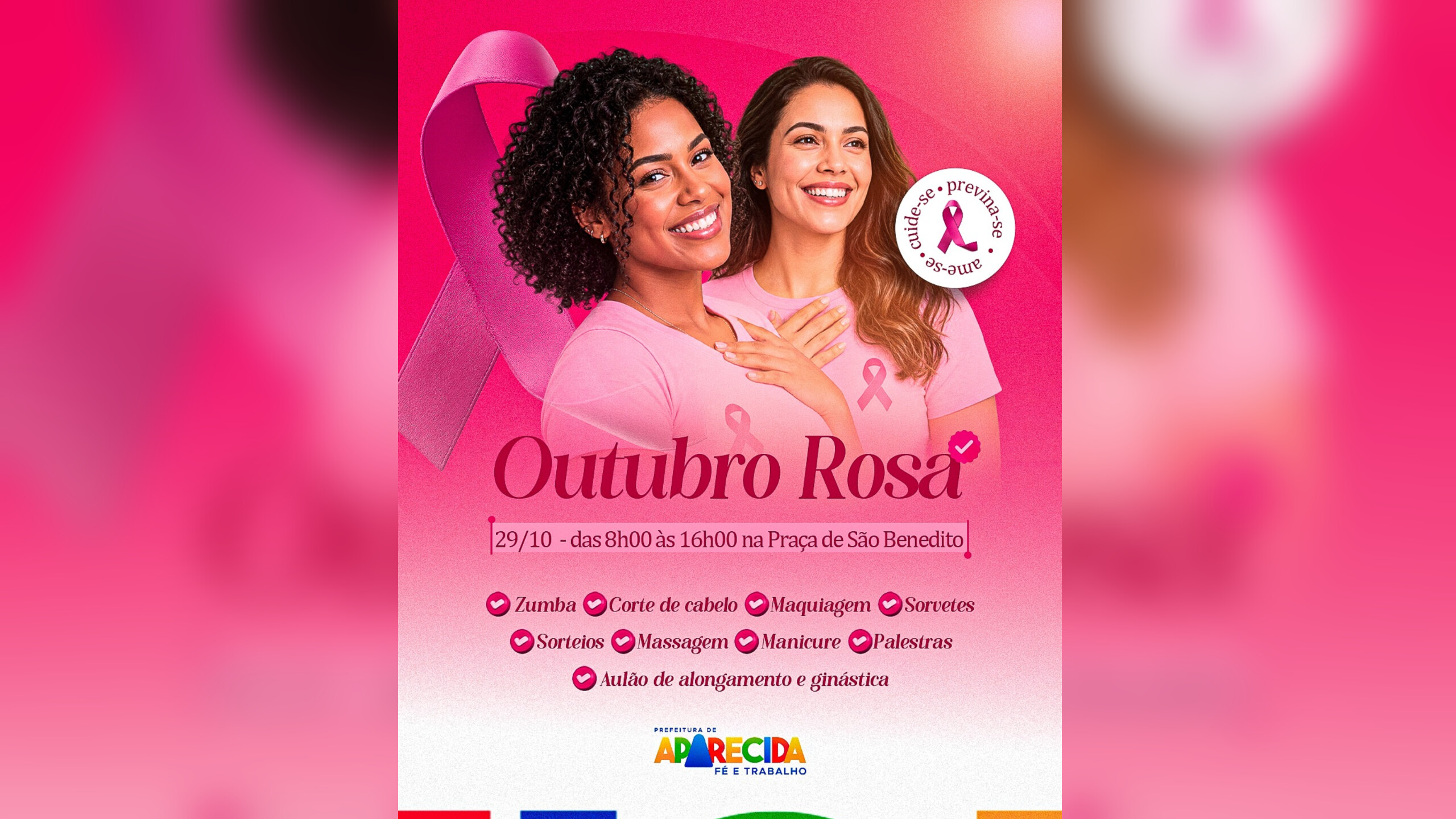 Prefeitura de Aparecida realiza ação do Outubro Rosa na Praça São Benedito
